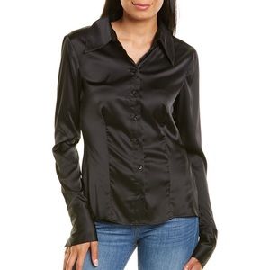 Black Satin Button Down Danielle Bernstein